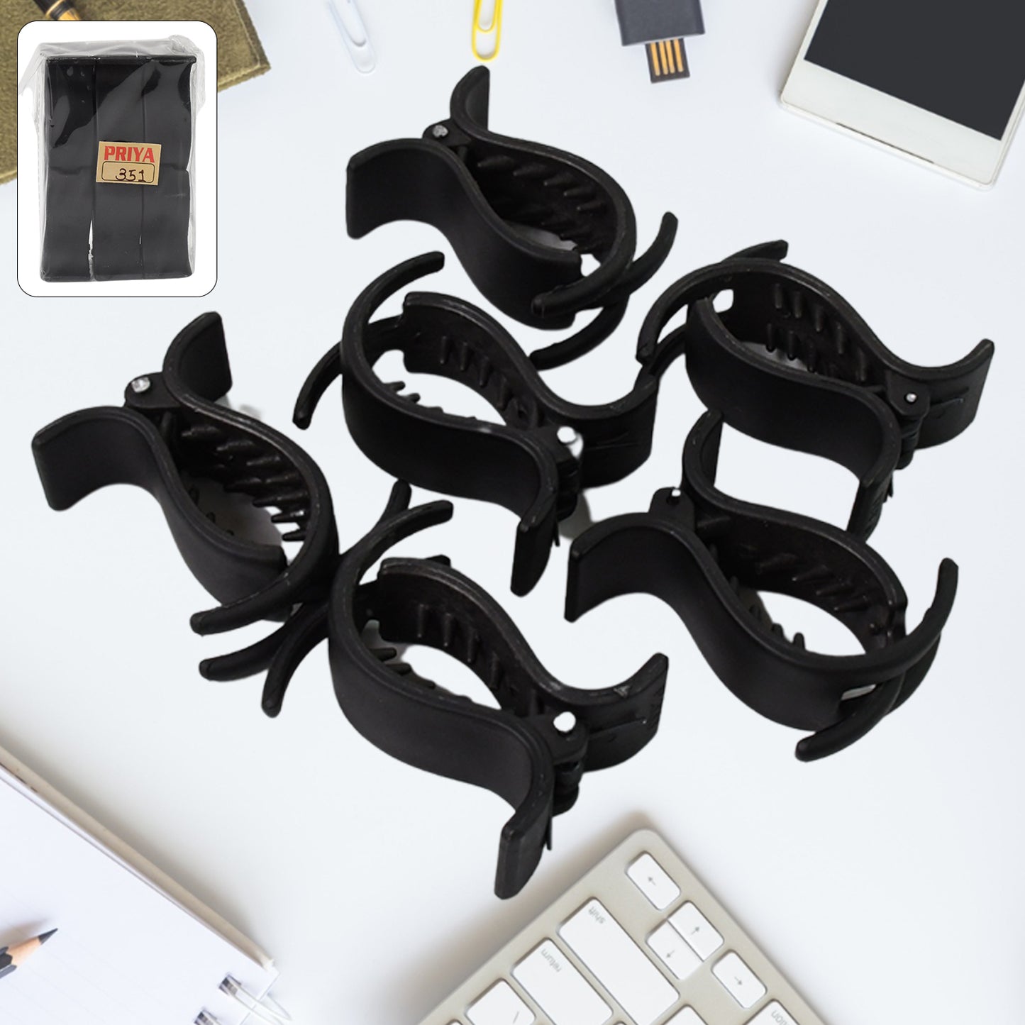 Big Hair Clips For Girls Kids Hair Accessories (6 Pcs Set Black) - eazy cart store