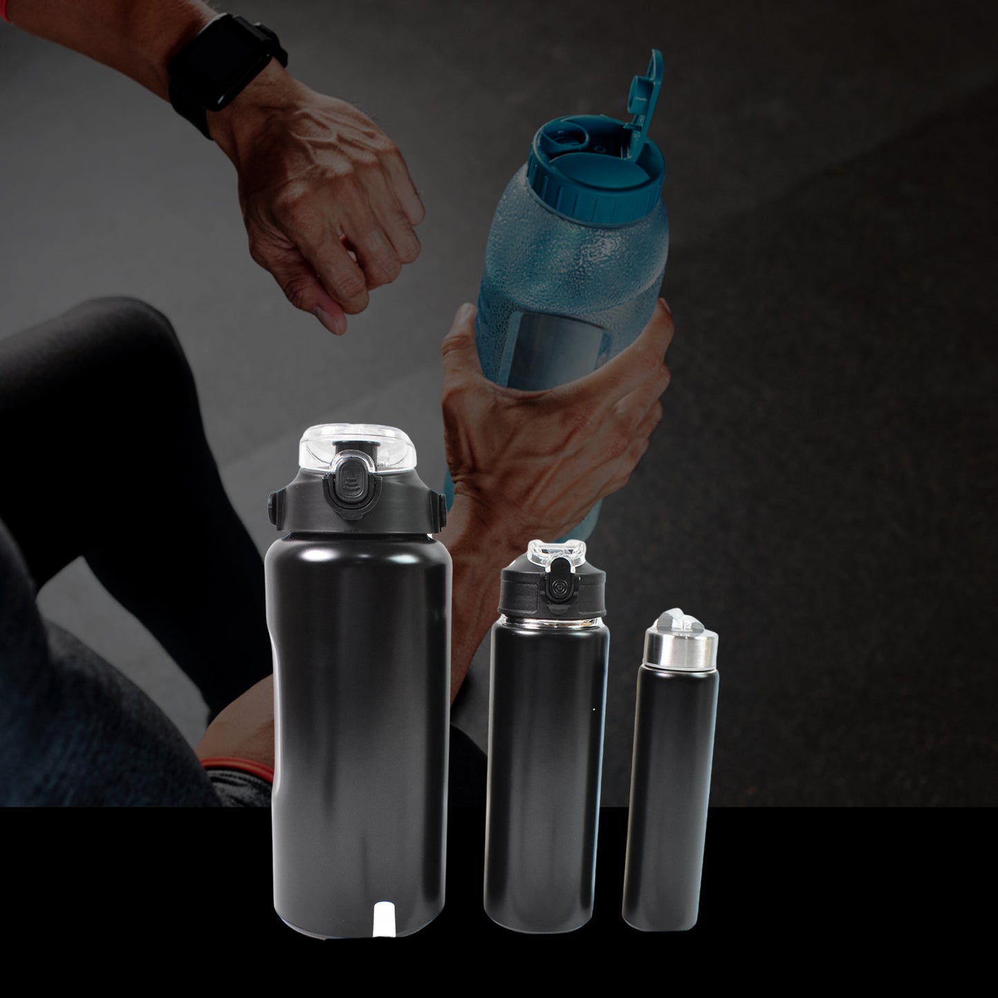 3 In 1 Stainless Steel Insulated Water Bottle Double Wall Vacuum (3 Pcs Set Different Size) - eazy cart store