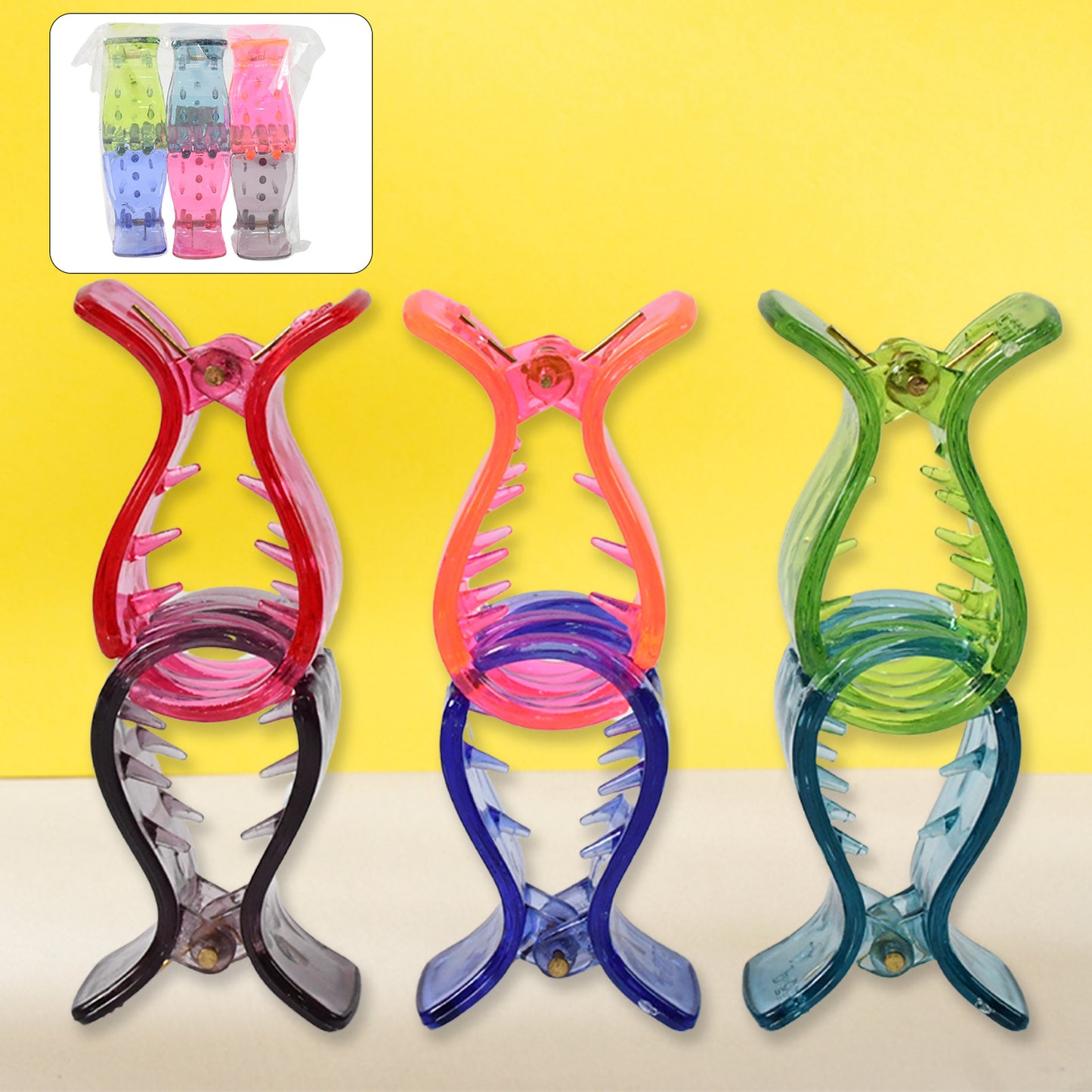 Big Hair Clips For Girls Kids Hair Accessories (6 Pcs Set Transparent) - eazy cart store