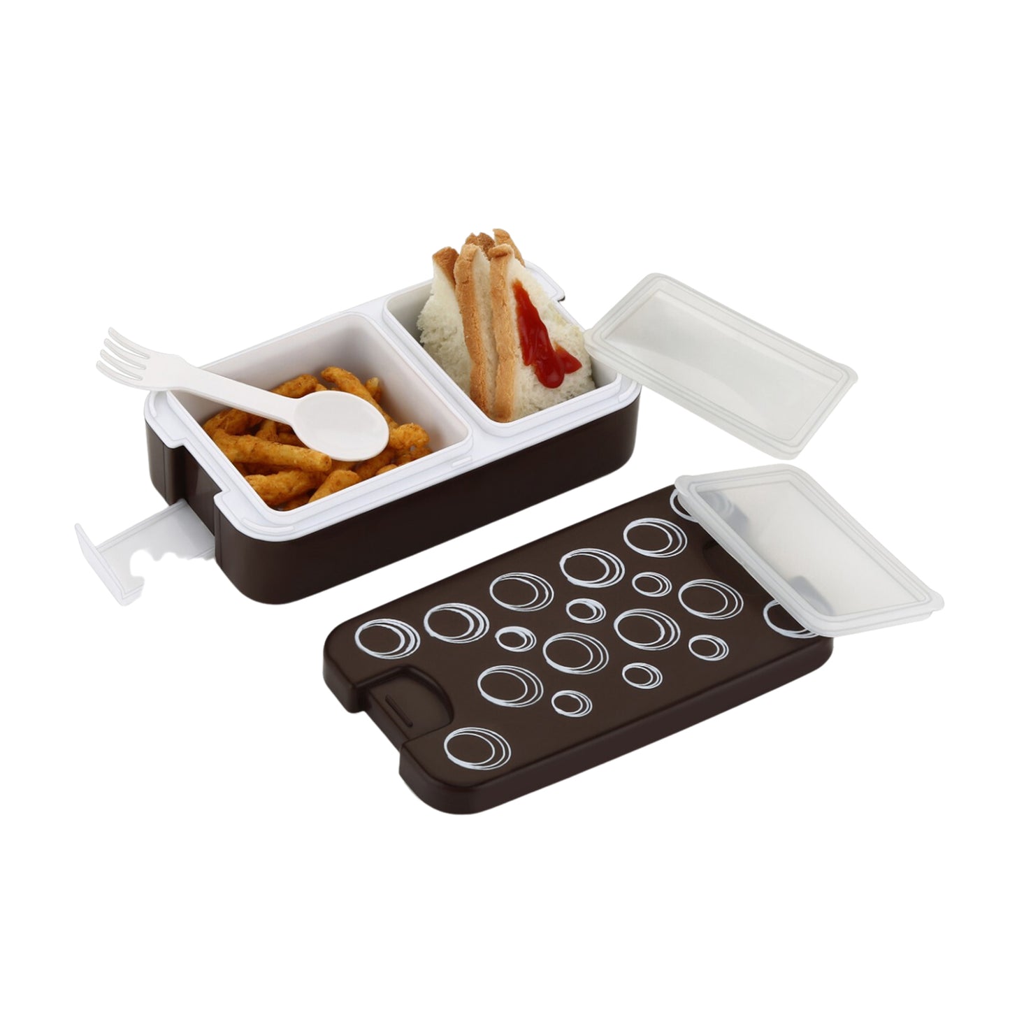 5330 Airtight Lunch Box 2 Compartment Lunch Box Leak Proof Food Grade Material Lunch Box Modern Appearance Compact Lunch Box With Spoon - eazy cart store
