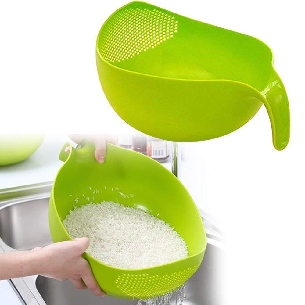 2068 Plastic Rice Bowlfood Strainer Thick Drain Basket With Handle For Rice Vegetable Fruit (Set Of 3pcs) - eazy cart store