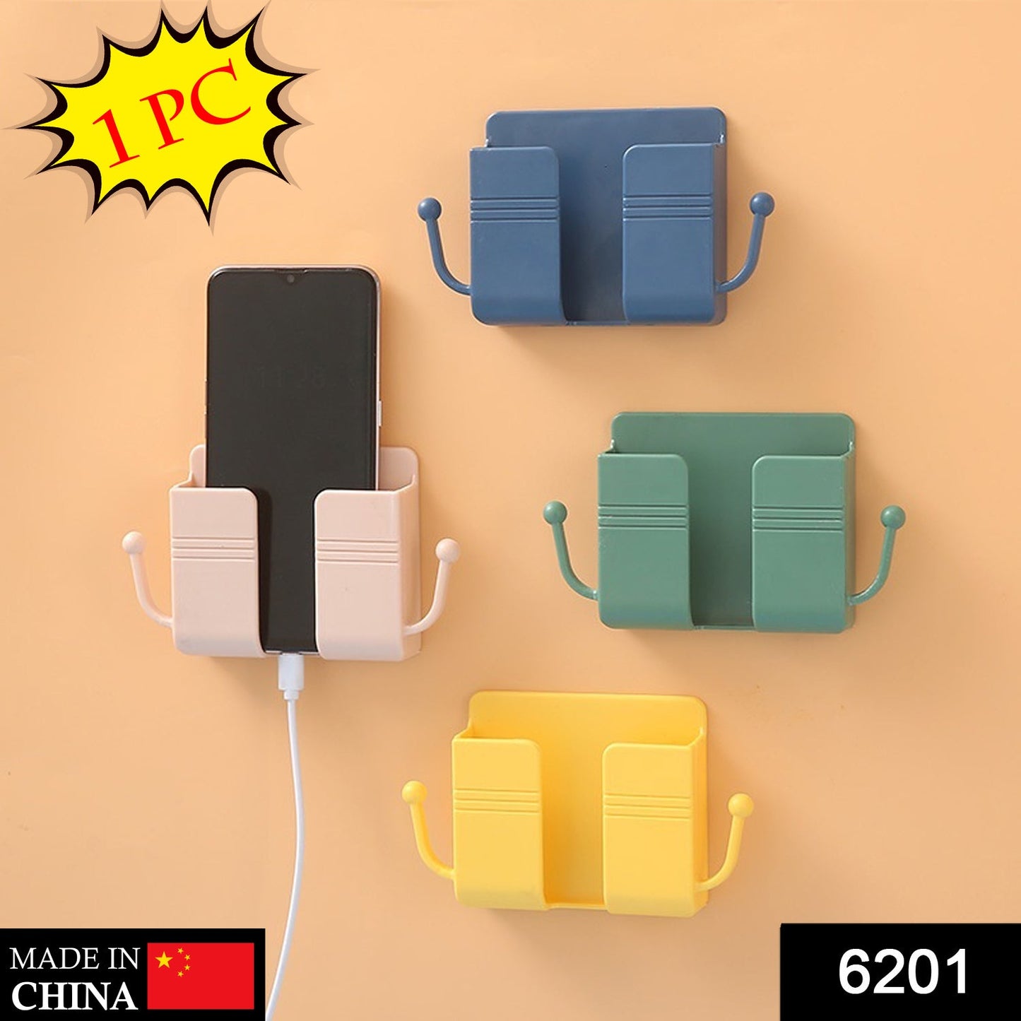 6201 1 Pc Wallmount Mobile Stand With Hook Design Used In All Kinds Of Places Including Household And Many More As A Hanging Support For Cloths And Stuffs Purposes. - eazy cart store