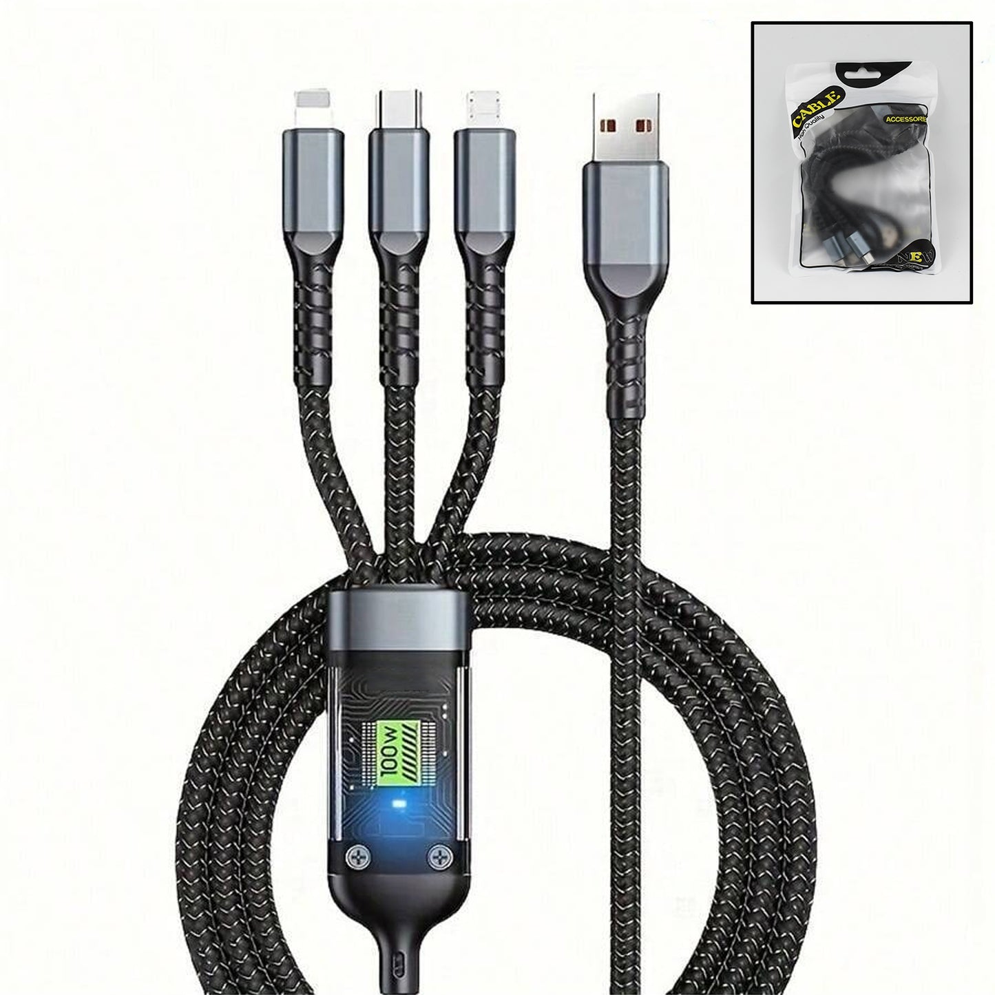 3-in-1 Super Fast Charging Cable 100w - eazy cart store