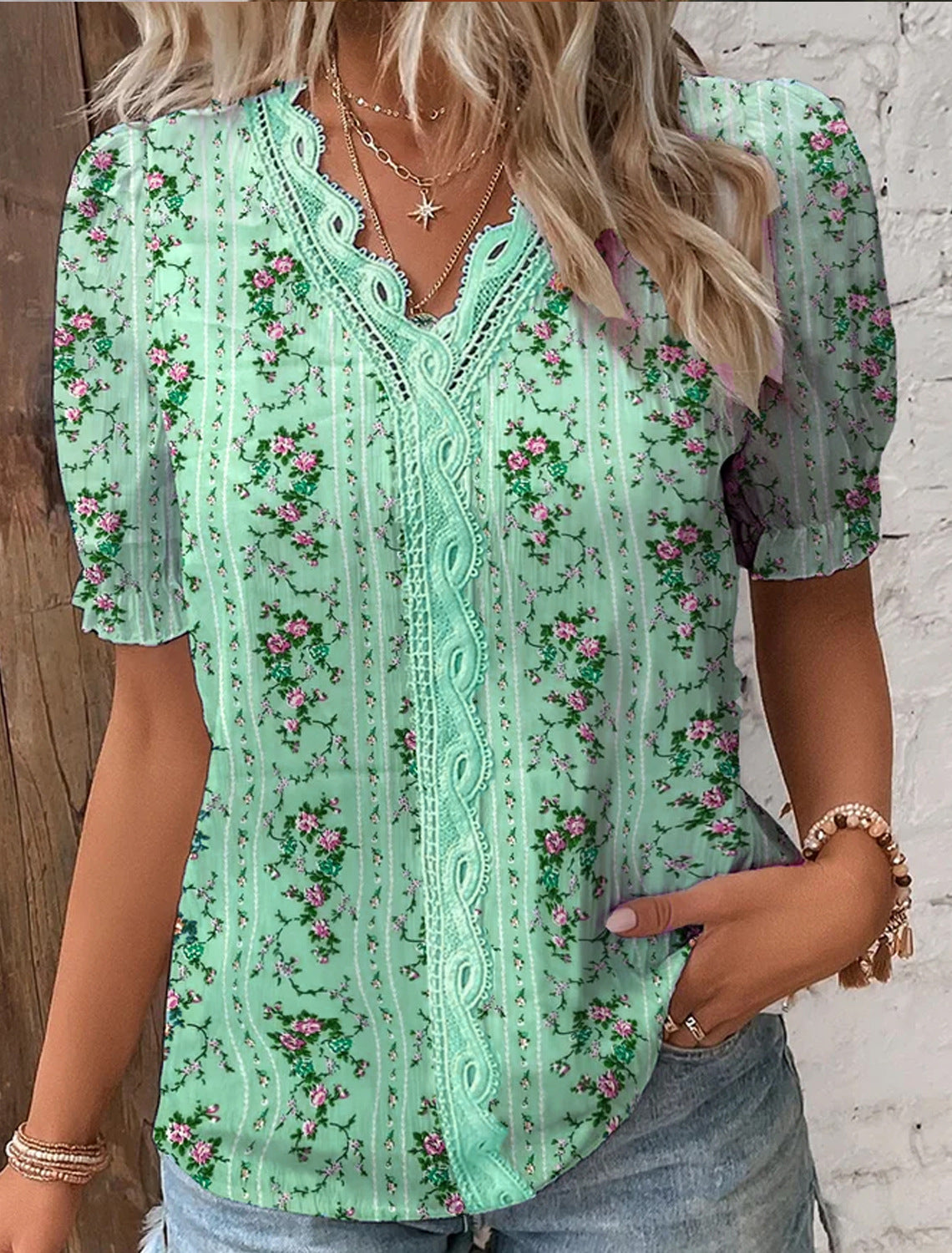 Holiday Fashion Digital Printing Hollow Short Shirt