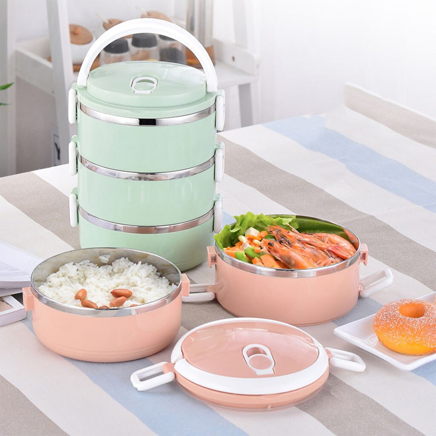 2872 Multi Layer Stainless Steel Hot Lunch Box (3 Layer) - eazy cart store