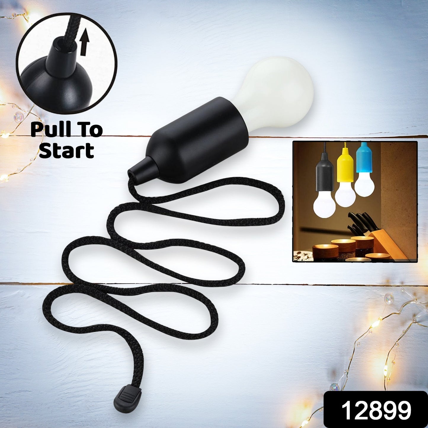 12899 1pcs Led Bulbs Pull Cord Light Led Pull Cord Light Hanging Led Bulb Pull Wire Drawstring Light Bulb Black Led Pendant Lights - eazy cart store