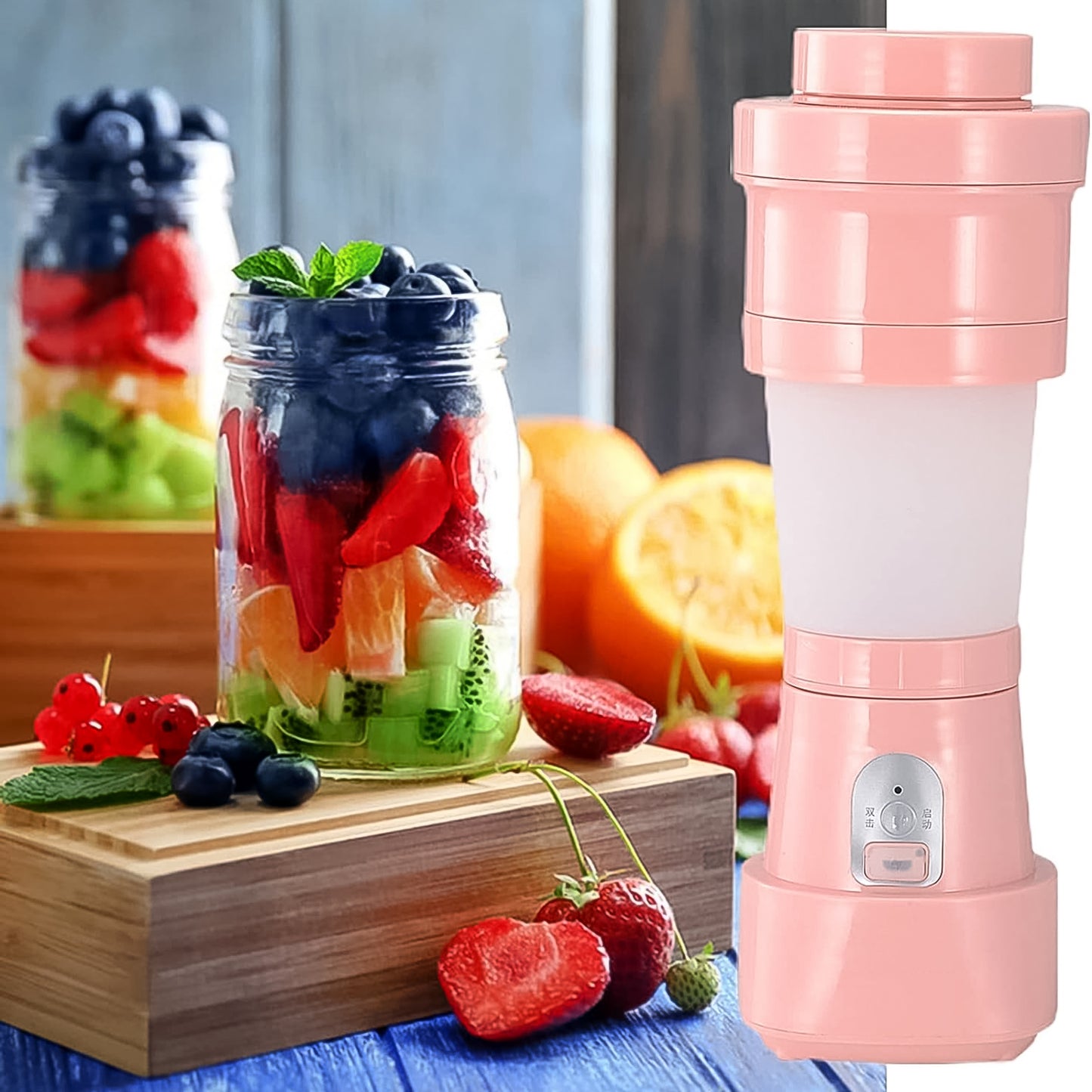 Foldable Electric Juicer Portable Blender Stainless Steel 6 Blades (500 Ml) - eazy cart store
