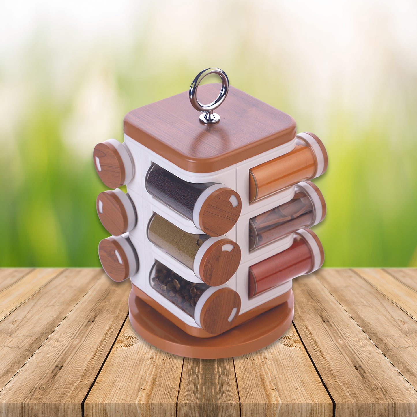 8118 Ganesh 12-jar Revolving Spice Rack Masala Box - eazy cart store