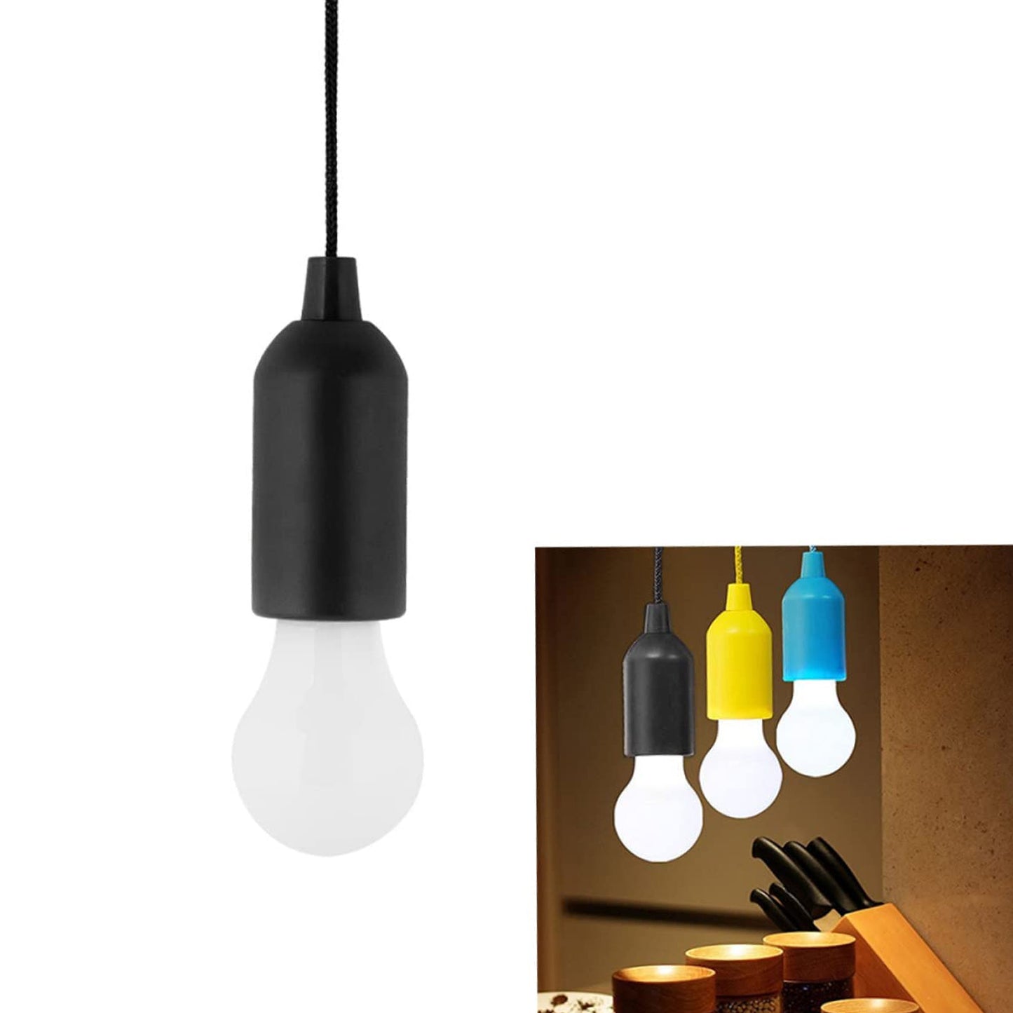 12899 1pcs Led Bulbs Pull Cord Light Led Pull Cord Light Hanging Led Bulb Pull Wire Drawstring Light Bulb Black Led Pendant Lights - eazy cart store
