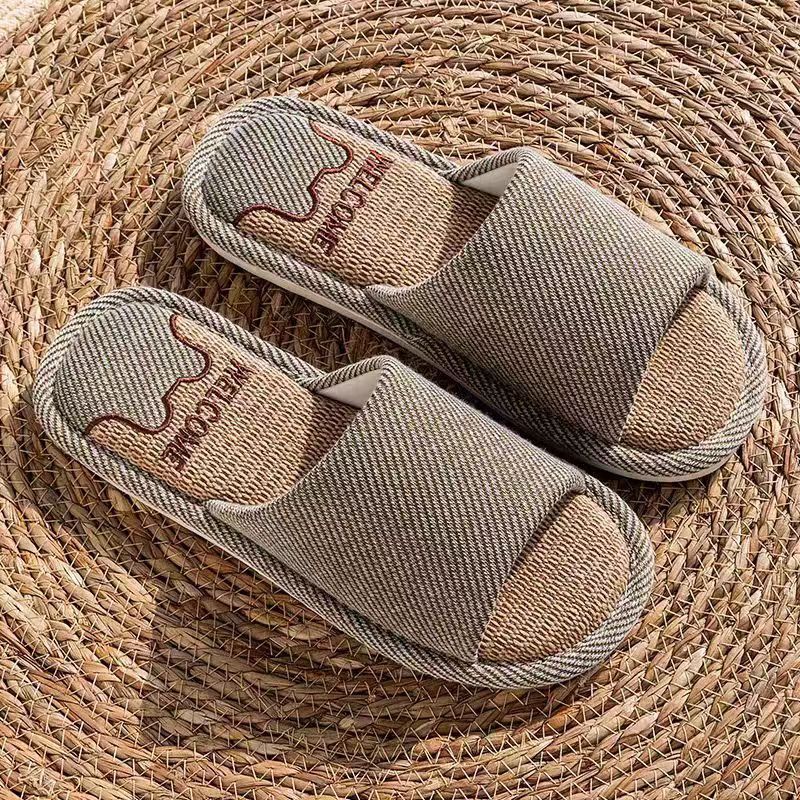 Home Non-slip Cotton And Linen Inside Slippers