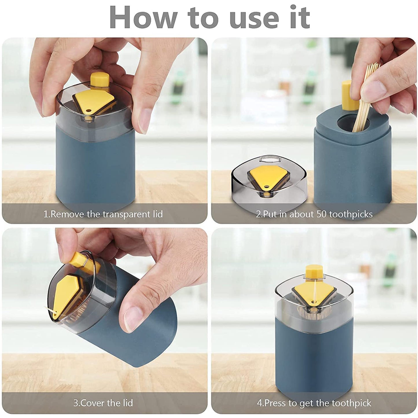 4005l Toothpick Holder Dispenser Pop-up Automatic Toothpick Dispenser For Kitchen Restaurant Thickening Toothpicks Container Pocket Novelty Safe Container Toothpick Storage Box. - eazy cart store