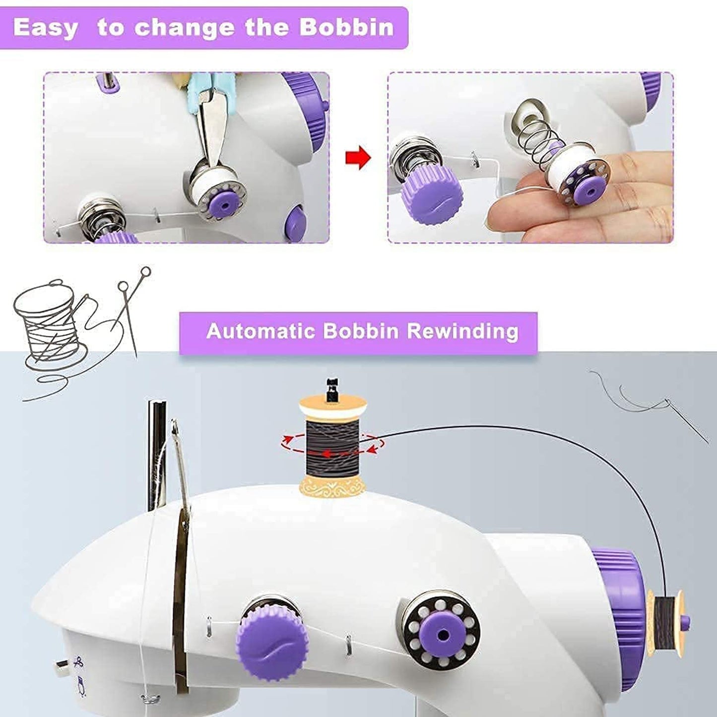 12917 Home Tailoring Sewing Machine With Extension Table Set Foot Pedal Adapter Mini Electric Silai Machine Portable Stitching Machinetailoring Machine - eazy cart store
