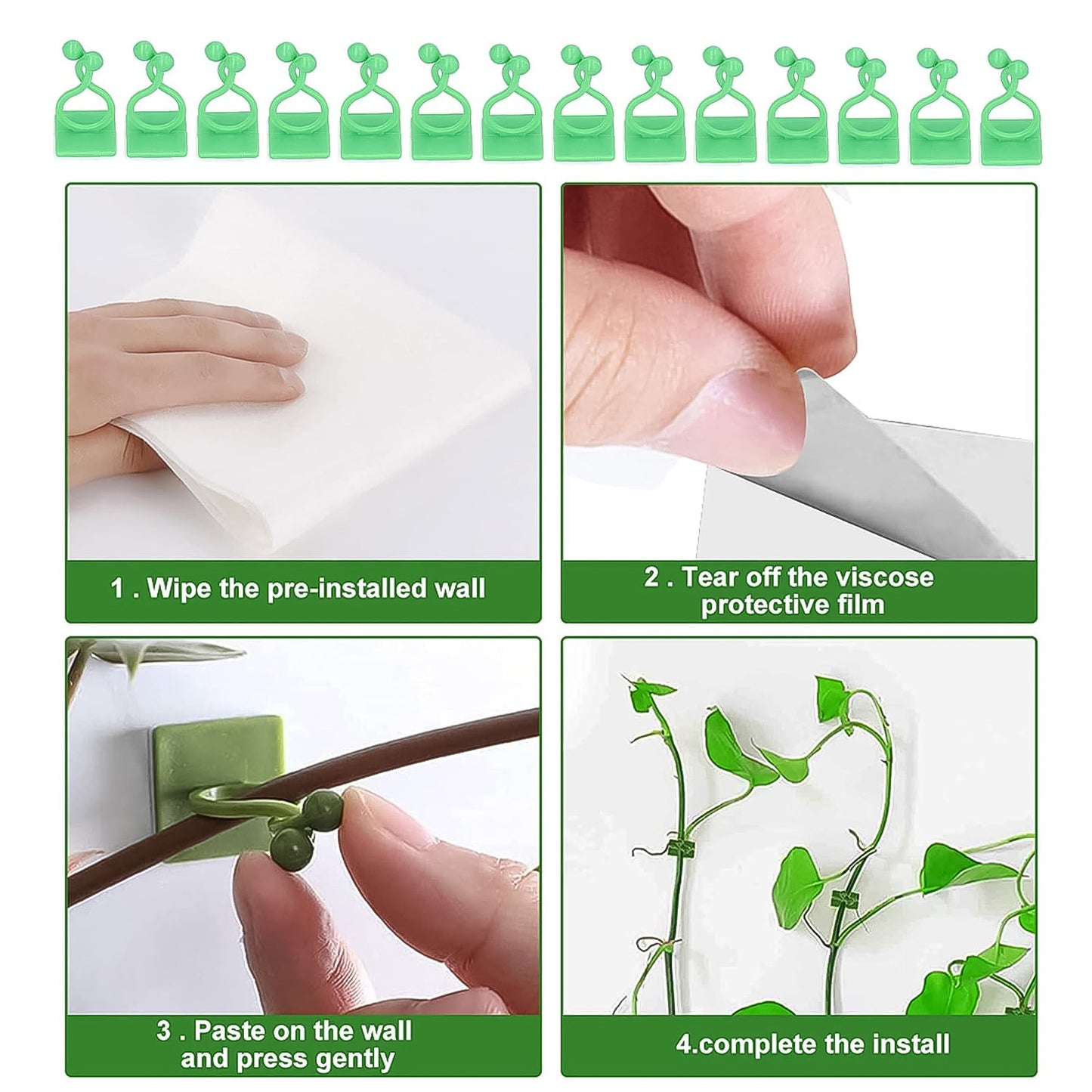Plant Climbing Wall Fixture Clip Self-adhesive Hook (100 Pcs Set) - eazy cart store
