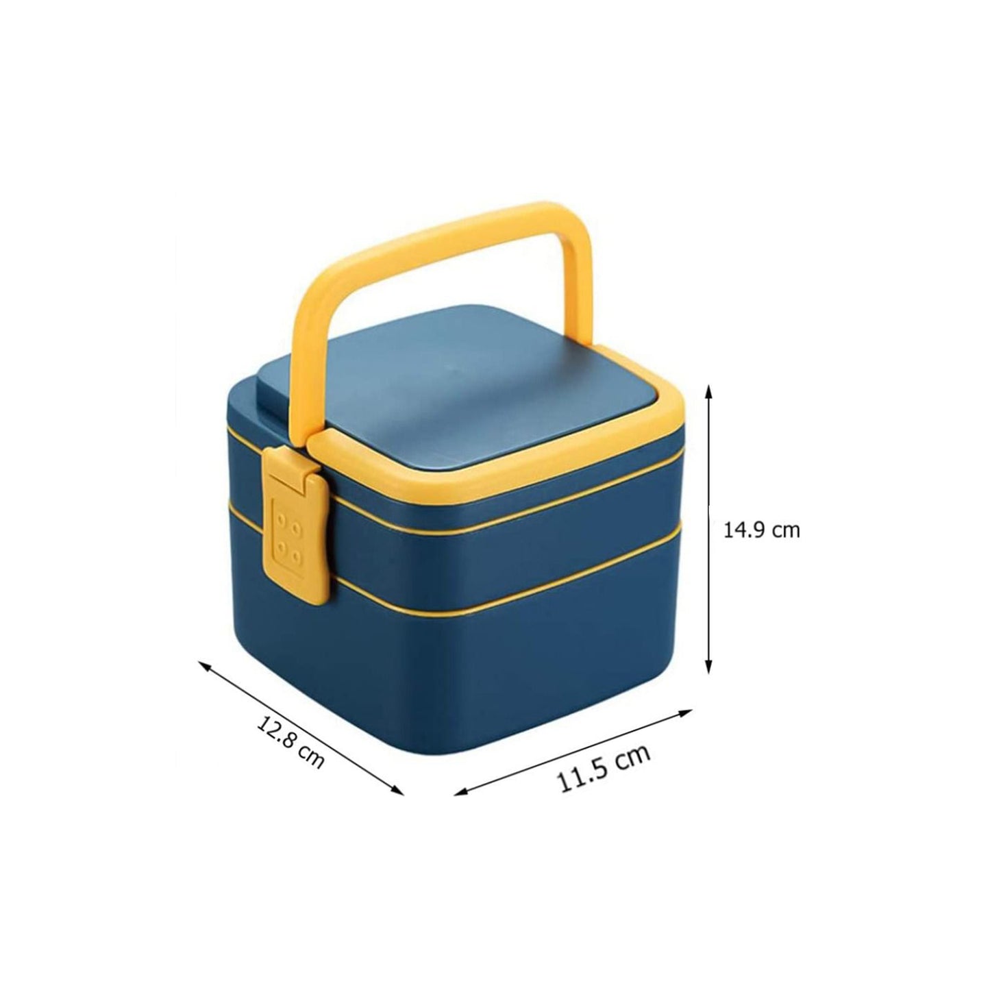 2868 Blue Double-layer Portable Lunch Box Stackable With Carrying Handle And Spoon Lunch Box - eazy cart store