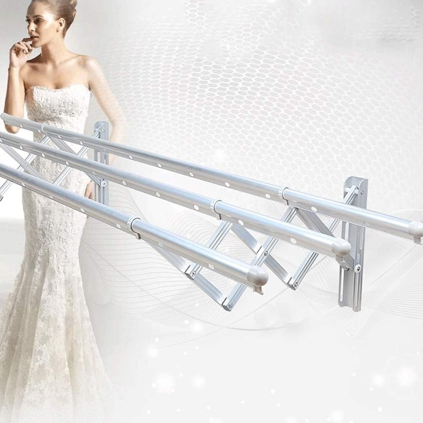 8785 Clothes Rail Rack Clothes Drying Racks Airer Clothes Drying Rack Wall Mounted Clotheshorse Clothes Airer Washing Cloth Line Extendable Fold Towel Rack Bar For Bathroom Indoor Outdoor - eazy cart store
