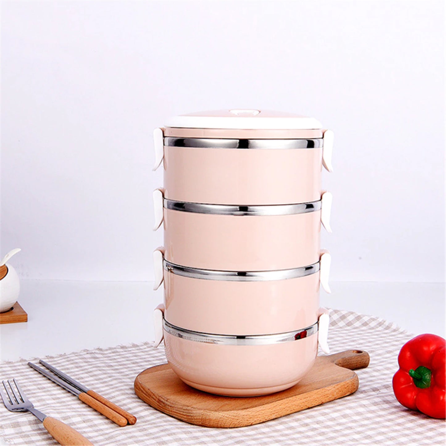 2871 Multi Layer Stainless Steel Hot Lunch Box (4 Layer) - eazy cart store