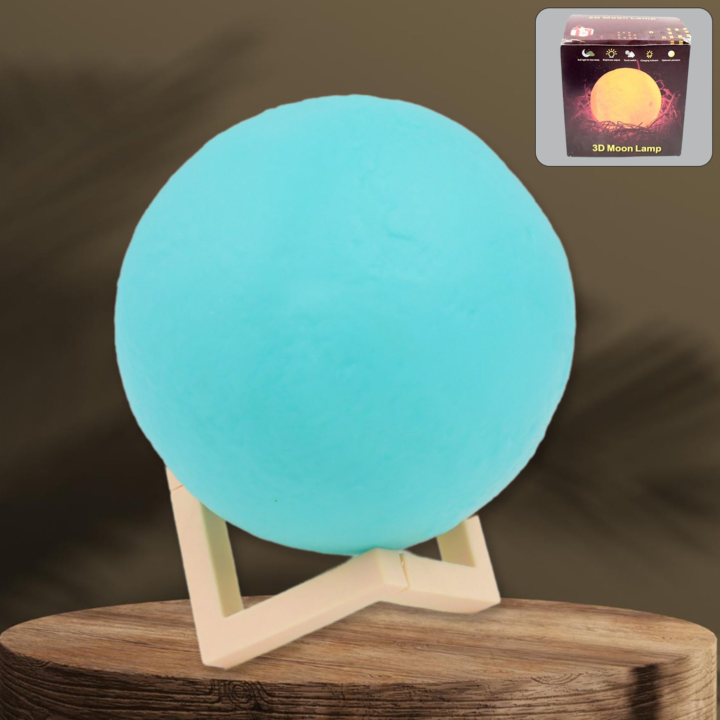 Moon Night Lamp Blue Color With Plastic Stand (15 X12 Cm 1 Pc) - eazy cart store