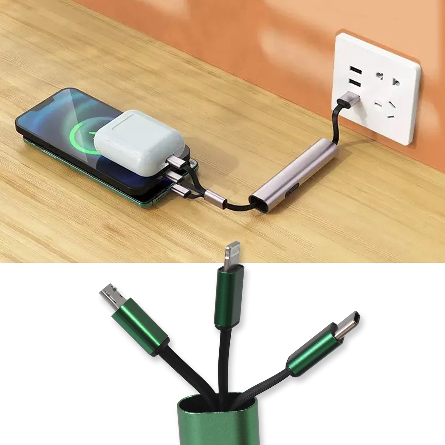 Charging Cable 3 In 1 Extendable Data Transmit Charging Cable (1 Pc) - eazy cart store