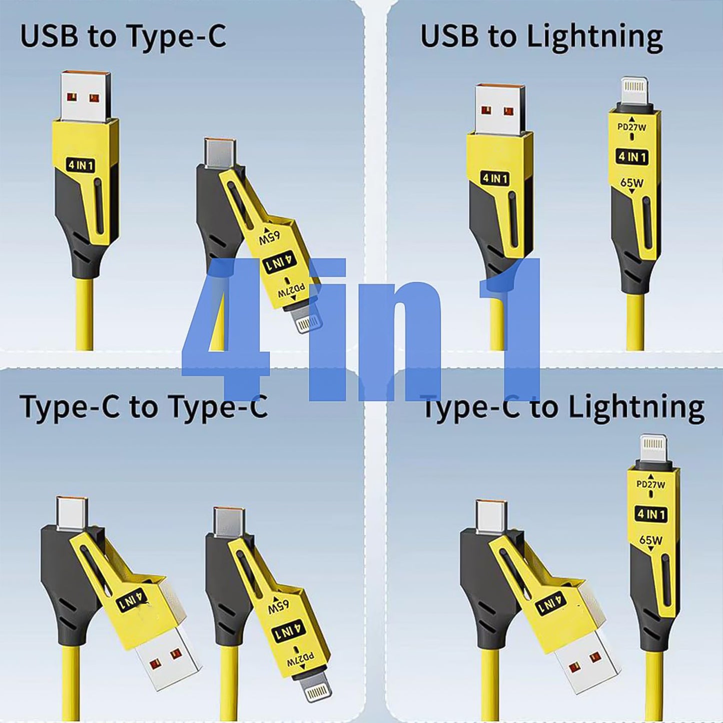 4 In 1 Spring Fast Charging Cable (1 Pc 1.5 Mtr Long) - eazy cart store