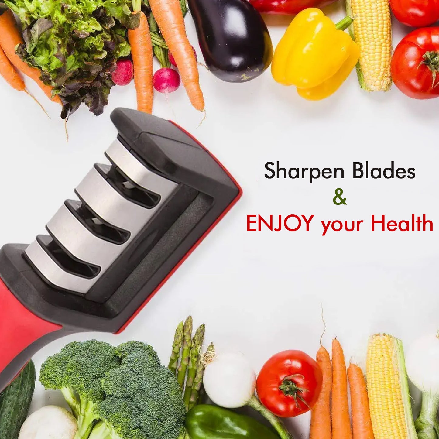 2051 Manual Red Knife Sharpener 3 Stage Sharpening Tool For Ceramic Knife And Steel Knives. - eazy cart store