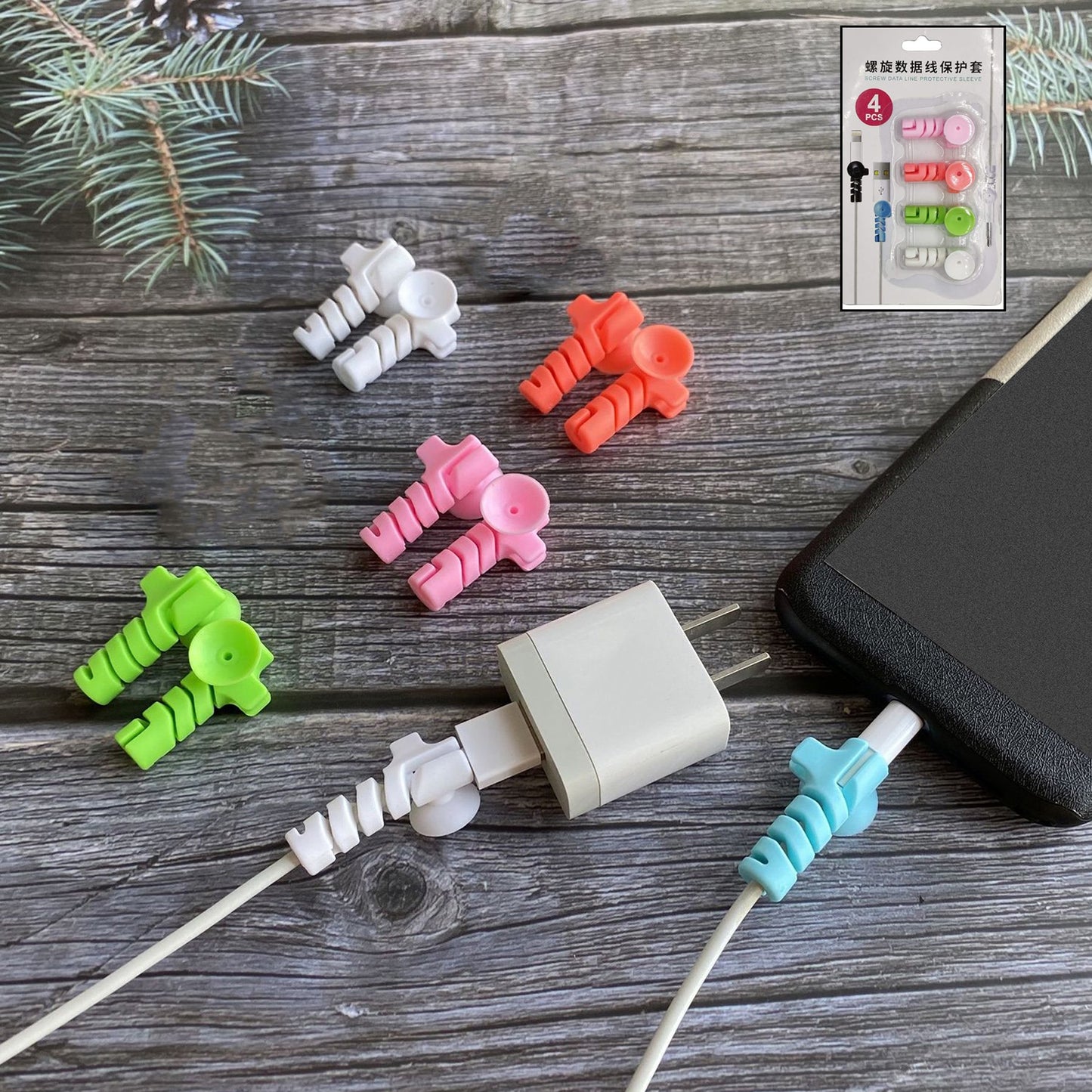 Cable Cord Protector Saver With Suction End (Suction Winder 4 Pcs Set) - eazy cart store