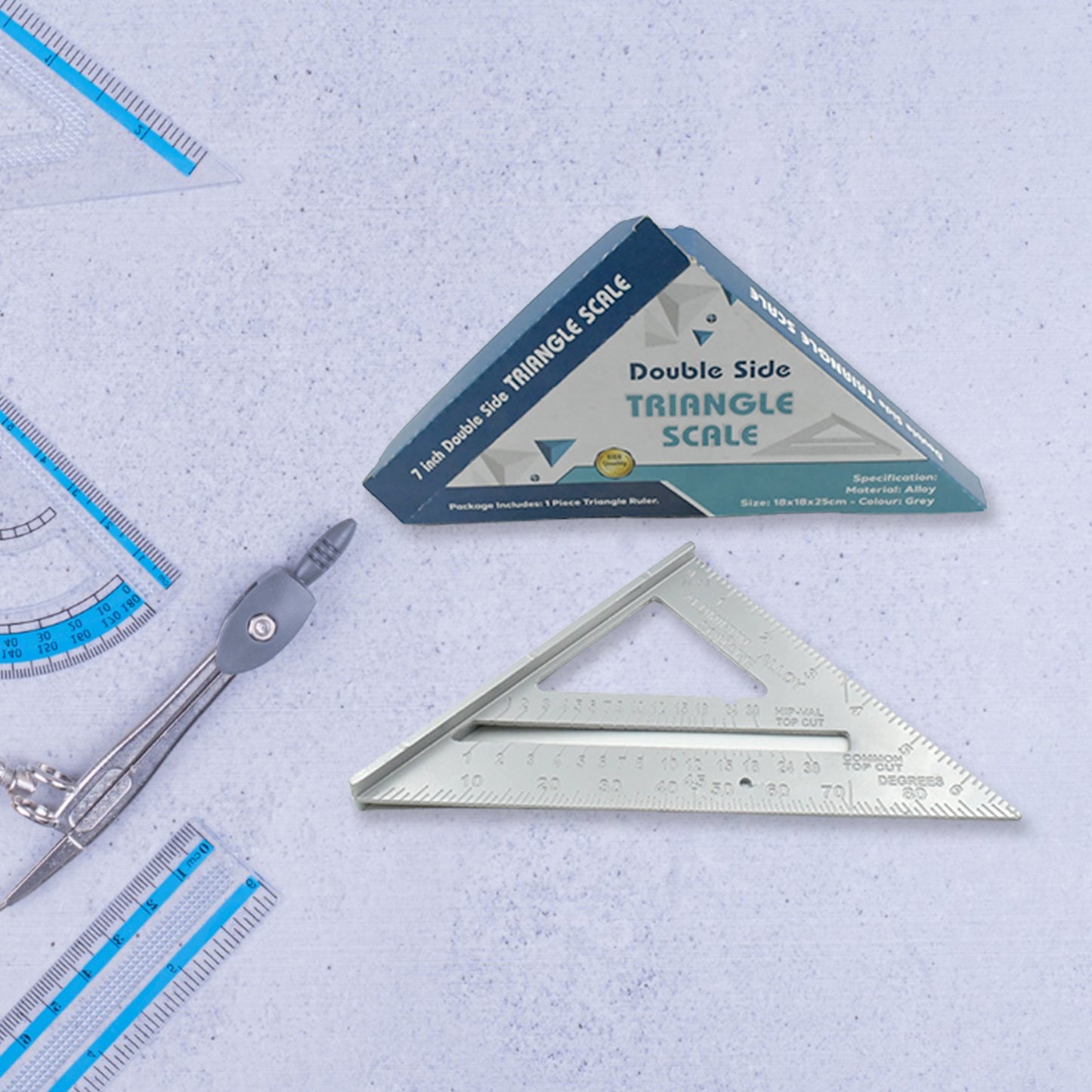 1559 Double Side Scale Triangle Measurement Hand Tool 45 Degree Triangle Ruler Home For Industry Aluminum Alloy Rafter Square 7-inch Length - eazy cart store