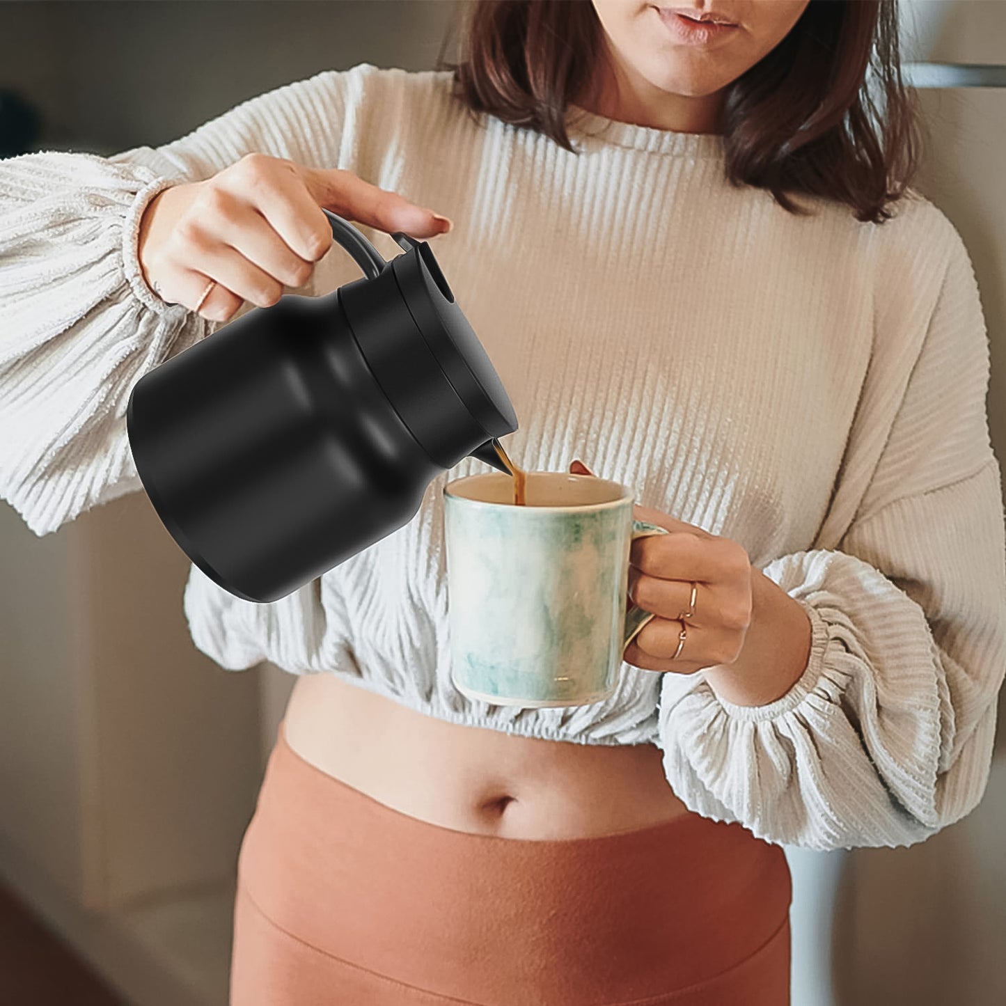 Thermal Coffee Carafe Tea Pot Water Bottles With Led Display (Bottle 500 Ml Pot 1000 Ml 2 Pc) - eazy cart store
