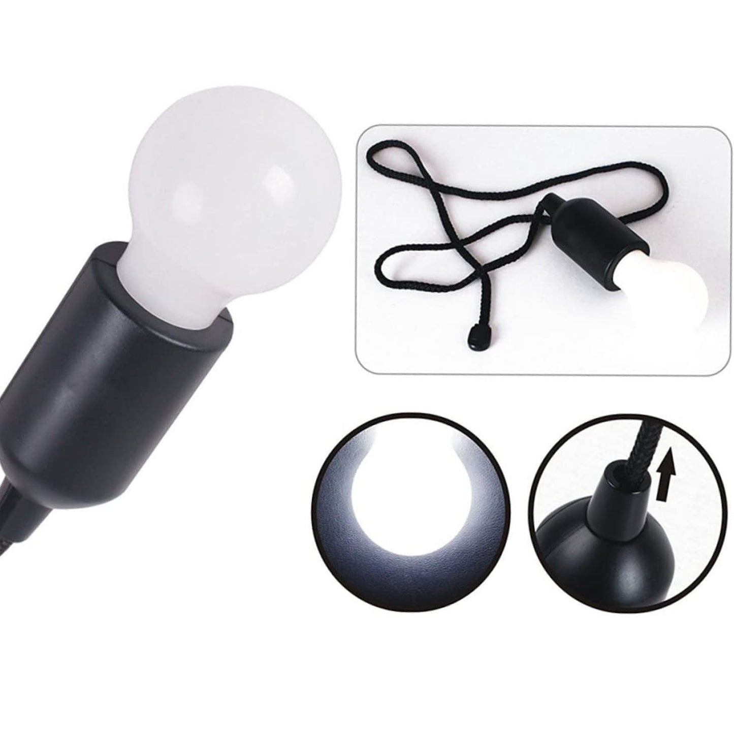 12899 1pcs Led Bulbs Pull Cord Light Led Pull Cord Light Hanging Led Bulb Pull Wire Drawstring Light Bulb Black Led Pendant Lights - eazy cart store