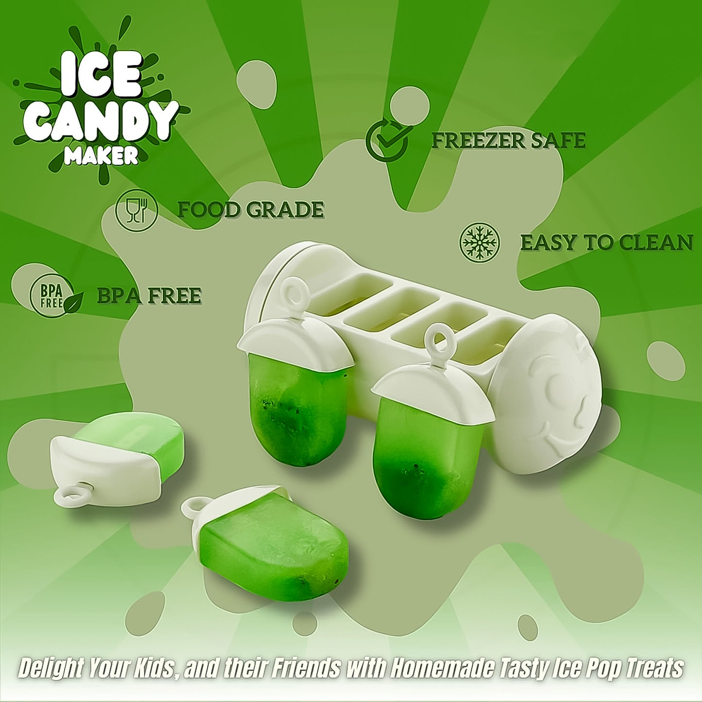 Plastic Ice Candy Maker 4 Compartment Grid Kulfi Candy (1 Pc) - eazy cart store