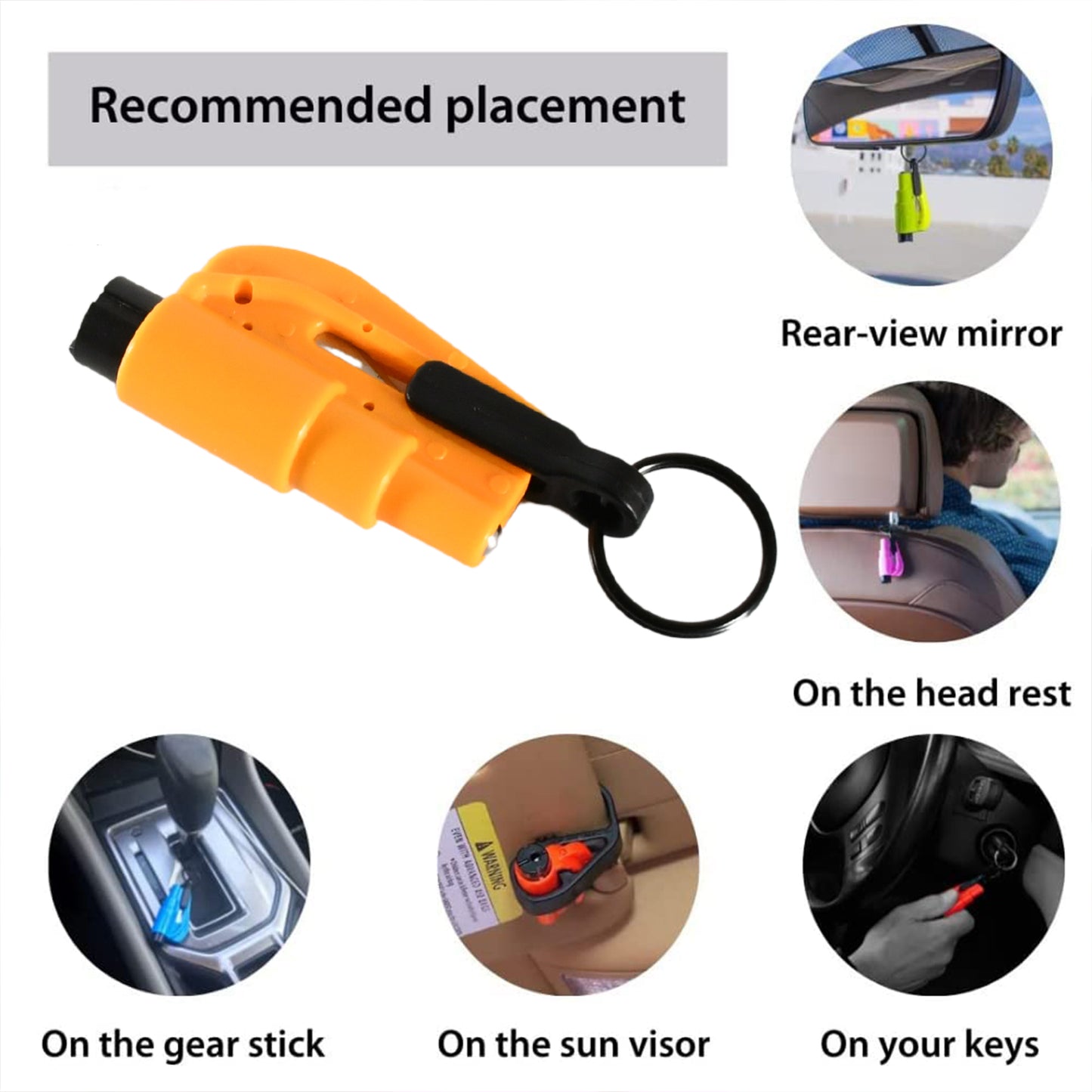 8761 2 In 1 Emergency Safety Cutter With Key Chain Small Portable Handy Emergency Safely Glass Breaking Seat Belt Cutting Keychain Tool - eazy cart store