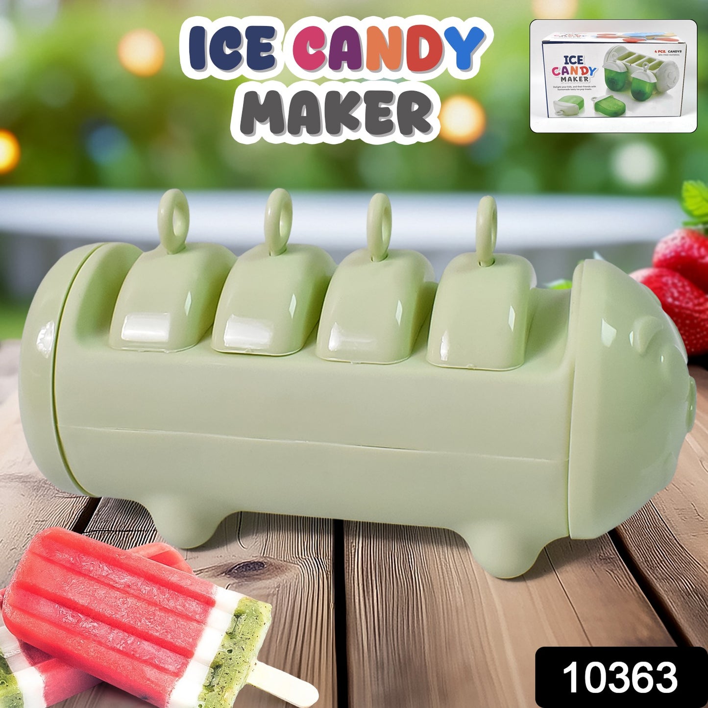 Plastic Ice Candy Maker 4 Compartment Grid Kulfi Candy (1 Pc) - eazy cart store