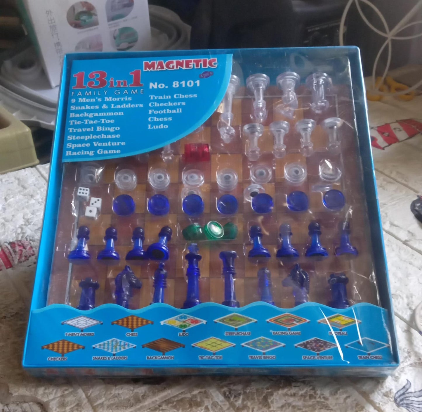 17669 13 In 1 Family Board Game Chess Snakes Ladders Ludo Tic-tac-toe Checkers Travel Bingo Football Space Venture Steeplechase Set For Kids - eazy cart store