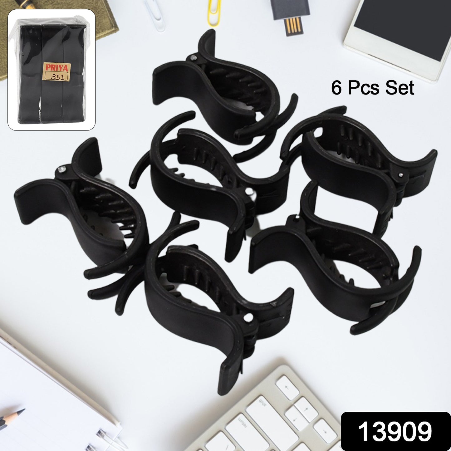 Big Hair Clips For Girls Kids Hair Accessories (6 Pcs Set Black) - eazy cart store