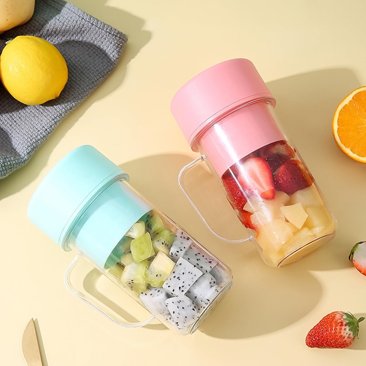 Portable Crusher Juicer With Handle Straw Usb Rechargeable 6 Blades (420 Ml) - eazy cart store