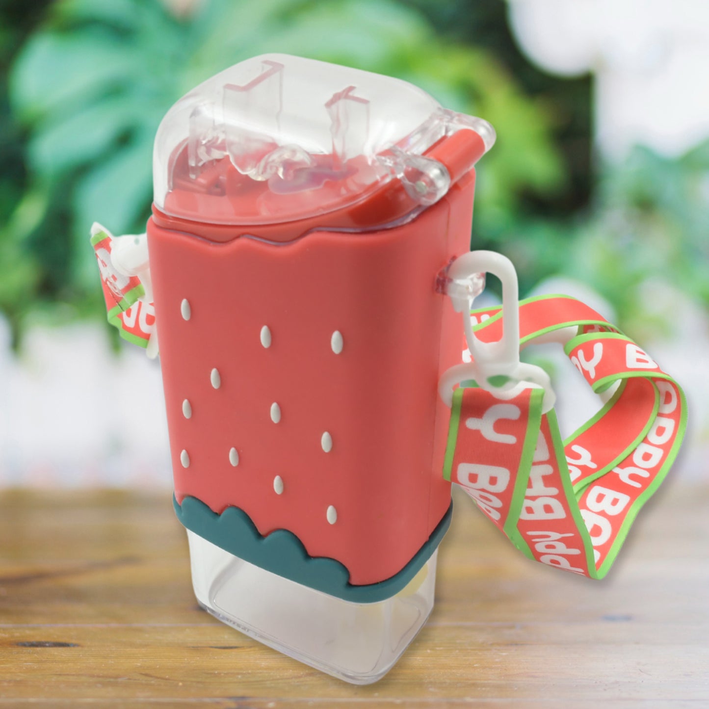 12555 Portable Cute Water Bottle For Kids Unique Ice Cream Shape Water Cup Popsicle Shaped Plastic Kettle With Straw Adjustable Shoulder Strap Bpa Free Leakproof (300 Ml) - eazy cart store