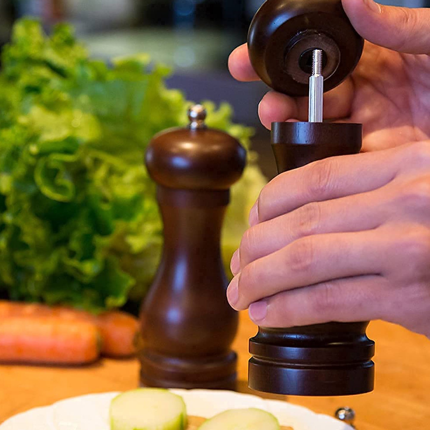Wooden Pepper Mill 8 Inch Tall - Best Pepper Grinder (1 Pc) - eazy cart store