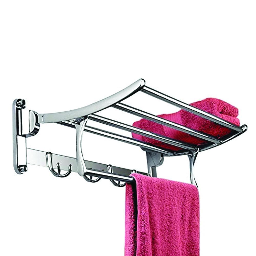 0491 Stainless Steel Folding Towel Rack Cum Towel Bar 18 Inch - eazy cart store