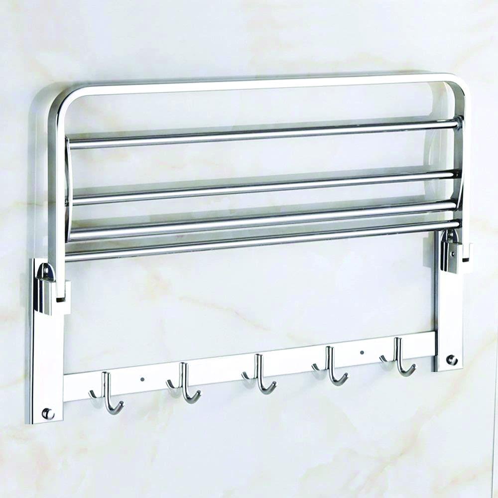 0491 Stainless Steel Folding Towel Rack Cum Towel Bar 18 Inch - eazy cart store