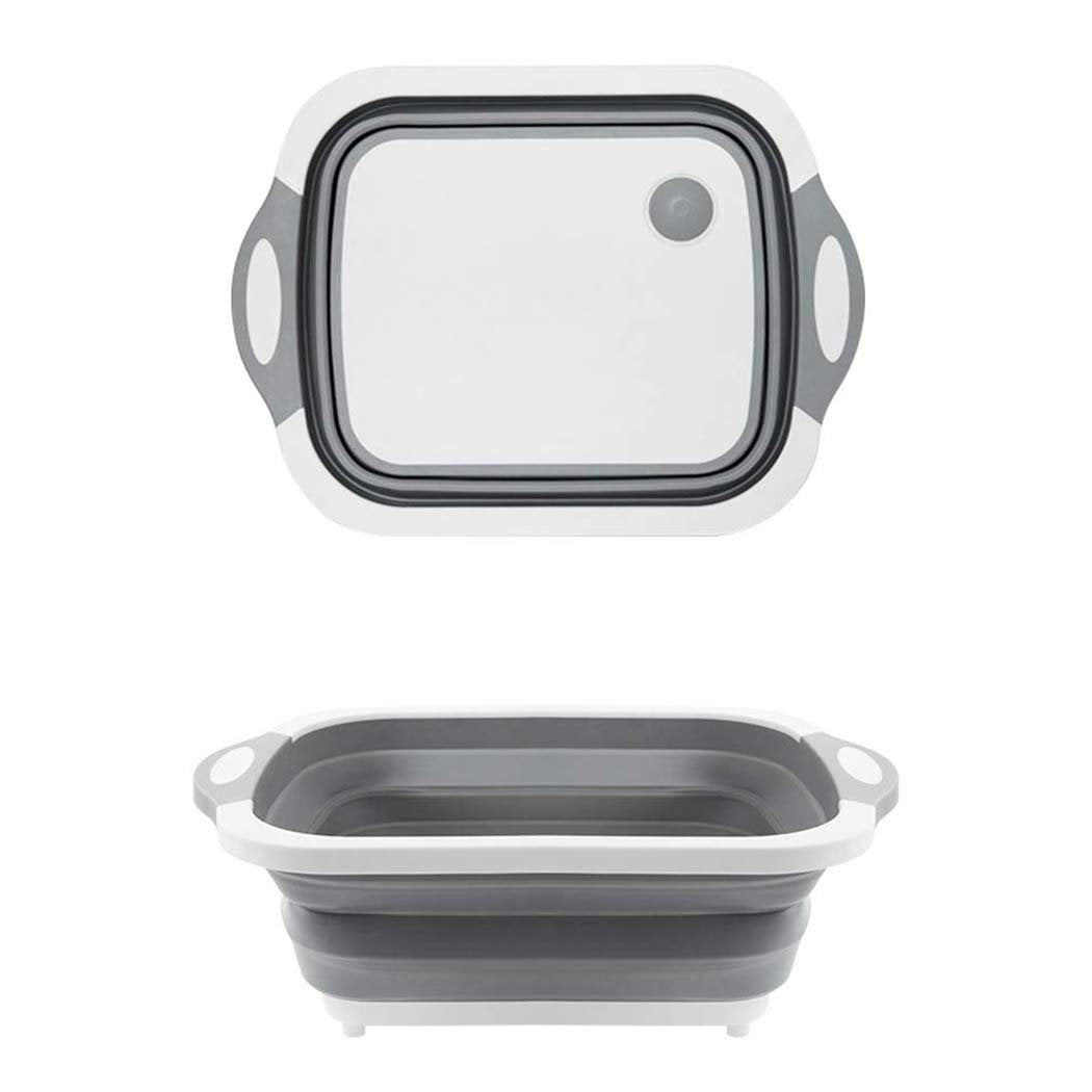 098 Foldable Chopping Board Dish Rack Washing Bowl  Draining Basket 3in1 Multi-function - eazy cart store