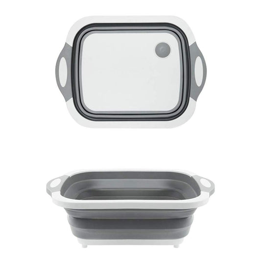 098 Foldable Chopping Board Dish Rack Washing Bowl  Draining Basket 3in1 Multi-function - eazy cart store
