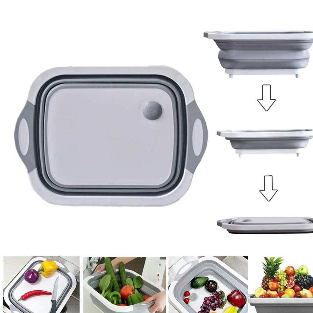 098 Foldable Chopping Board Dish Rack Washing Bowl  Draining Basket 3in1 Multi-function - eazy cart store