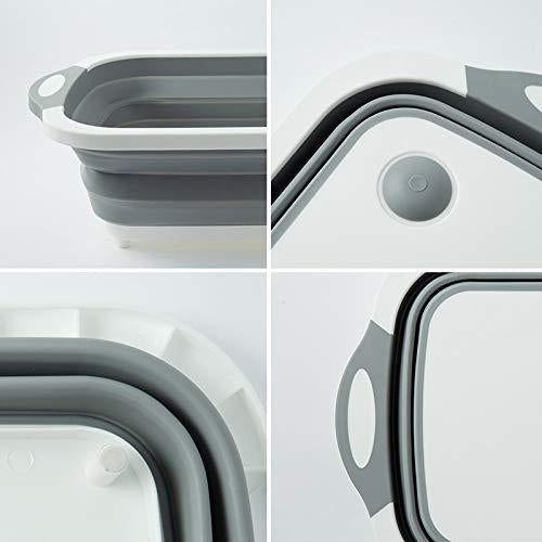 098 Foldable Chopping Board Dish Rack Washing Bowl  Draining Basket 3in1 Multi-function - eazy cart store