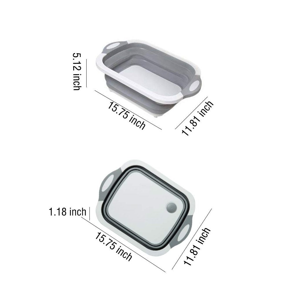098 Foldable Chopping Board Dish Rack Washing Bowl  Draining Basket 3in1 Multi-function - eazy cart store
