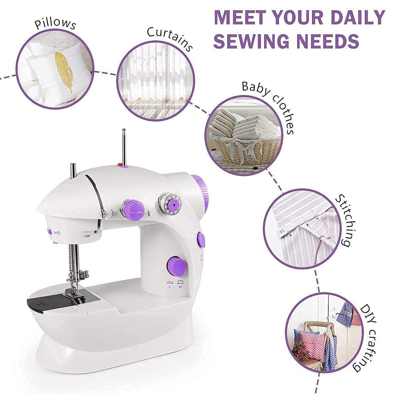 12917 Home Tailoring Sewing Machine With Extension Table Set Foot Pedal Adapter Mini Electric Silai Machine Portable Stitching Machinetailoring Machine - eazy cart store
