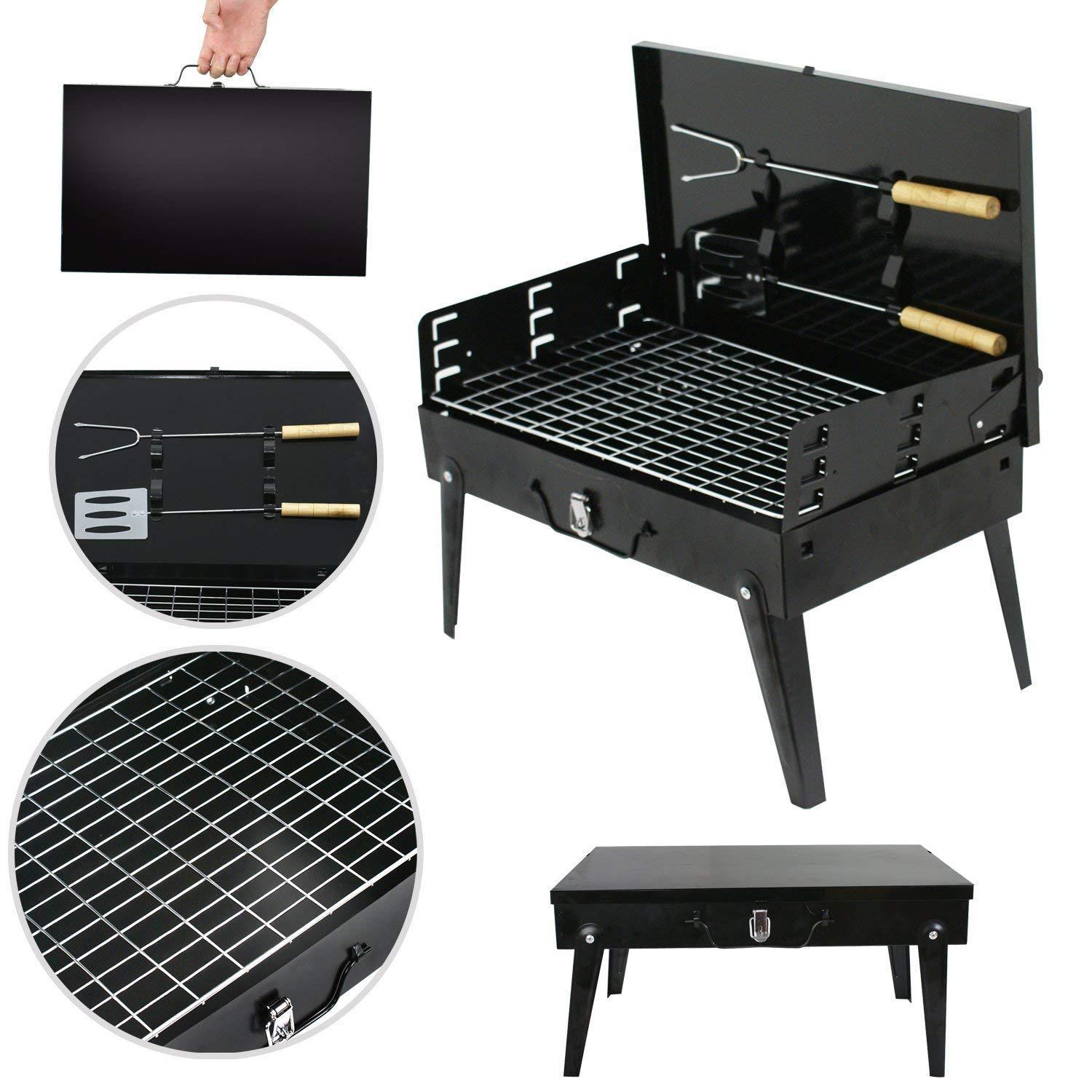 125 Stainless Steel Briefcase Style Barbecue Grill Toaster (Medium Black) - eazy cart store