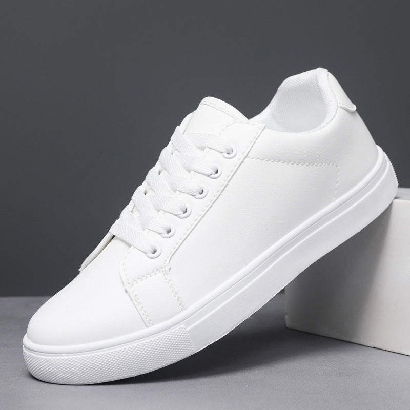 Little white shoes men's Korean version fashionable board shoes trend versatile casual men's plus size soft leather shoes - eazy cart store