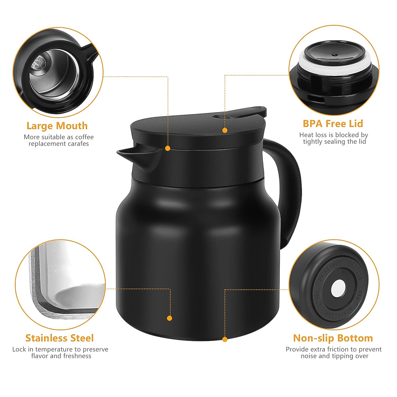 Thermal Coffee Carafe Tea Pot  Water Bottles With Led Display (Bottle 500 Ml  Pot 1000 Ml  2 Pc) - eazy cart store