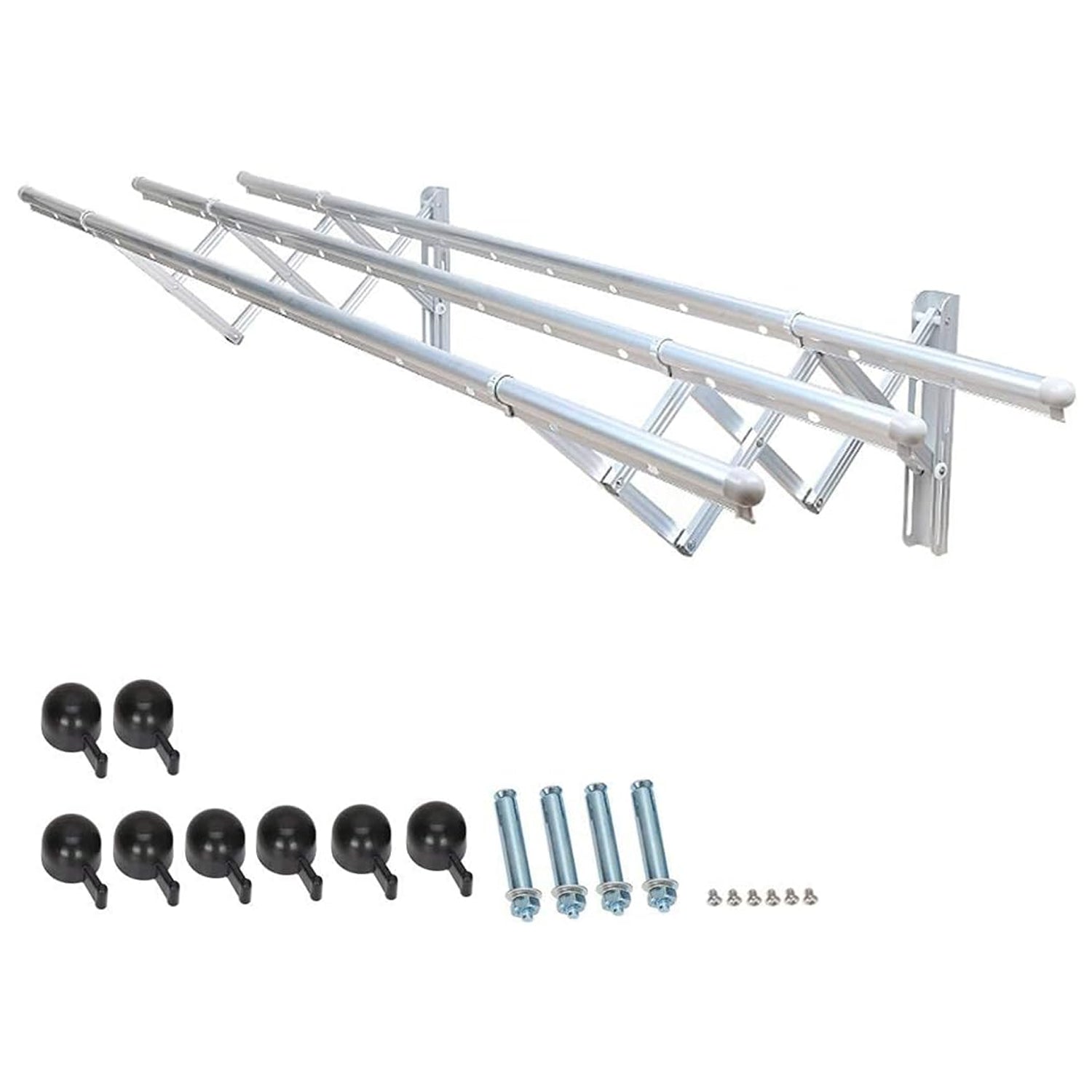 8785 Clothes Rail Rack Clothes Drying Racks Airer Clothes Drying Rack Wall Mounted Clotheshorse Clothes Airer Washing Cloth Line Extendable Fold Towel Rack Bar For Bathroom Indoor Outdoor - eazy cart store