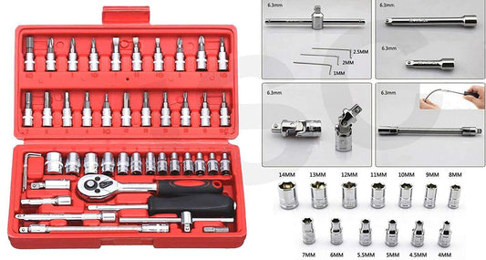 422 Socket 14 Inch Combination Repair Tool Kit (Red 46 Pcs) - eazy cart store