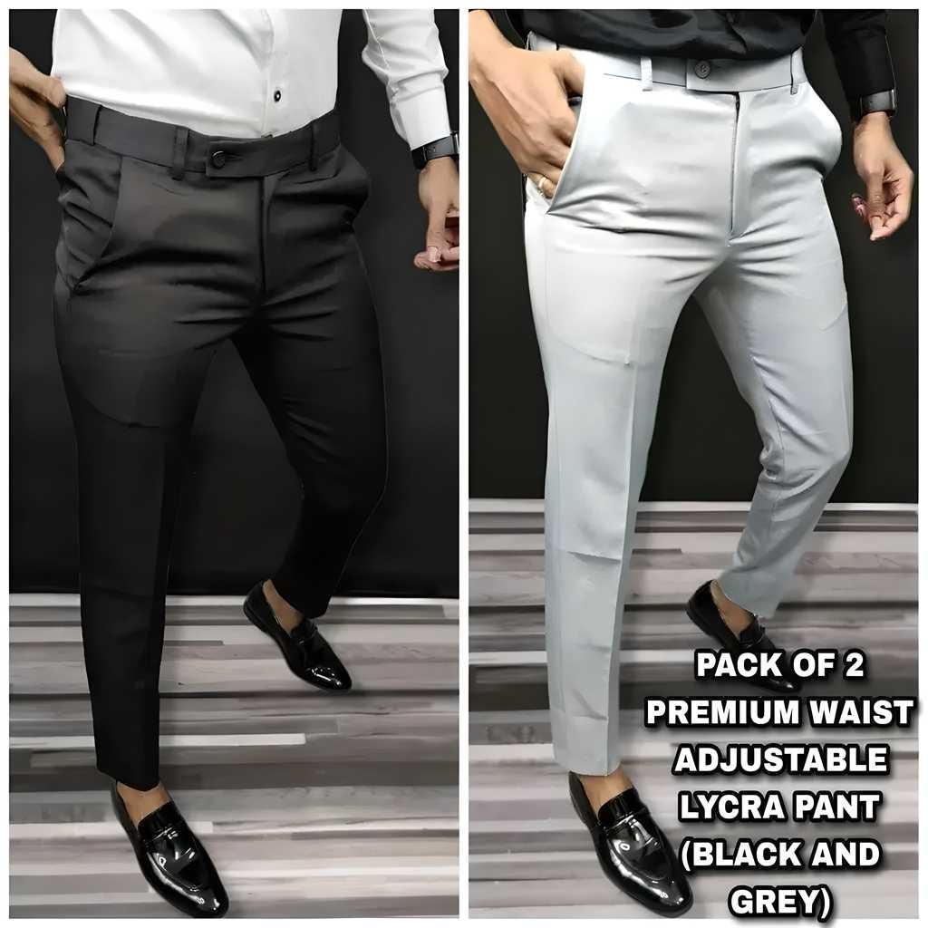 Premium Waist Adjustable Lycra Men's Trouser (Pack of 2) - eazy cart store
